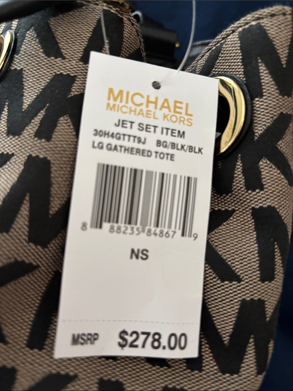 Michael Kors Brown and Black MK Logo Drawstring Shoulder Bag - Picture 7 of 7